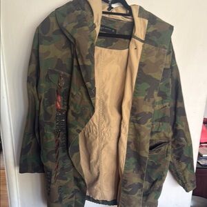 Zara Green and Tan Utility Jackets